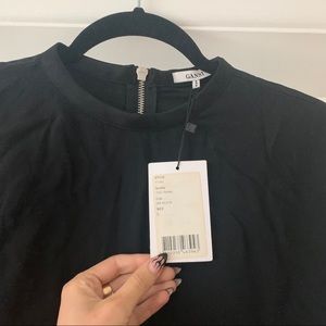 GANNI black crepe blouse